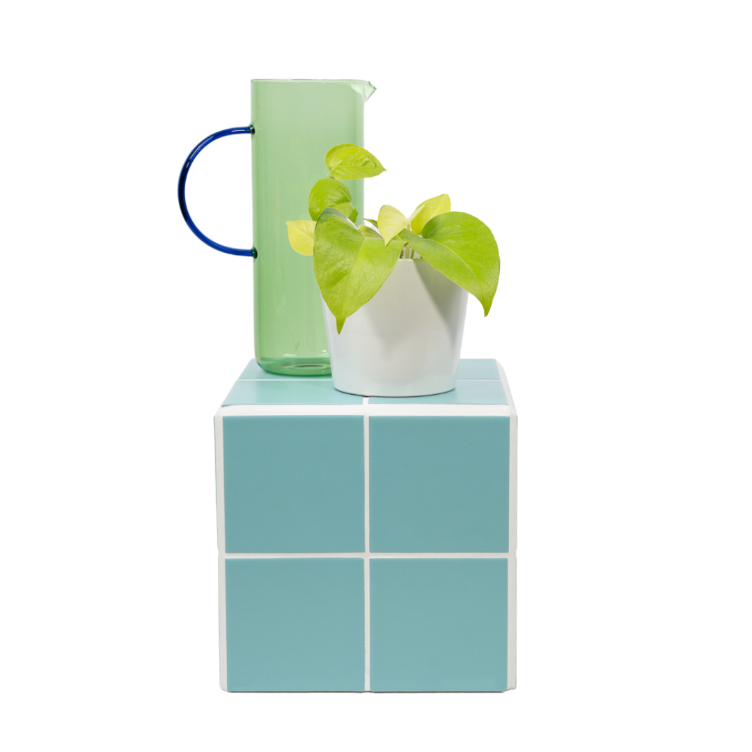 UBIK 20 - Matte blue ceramic cube (eco-friendly collection)