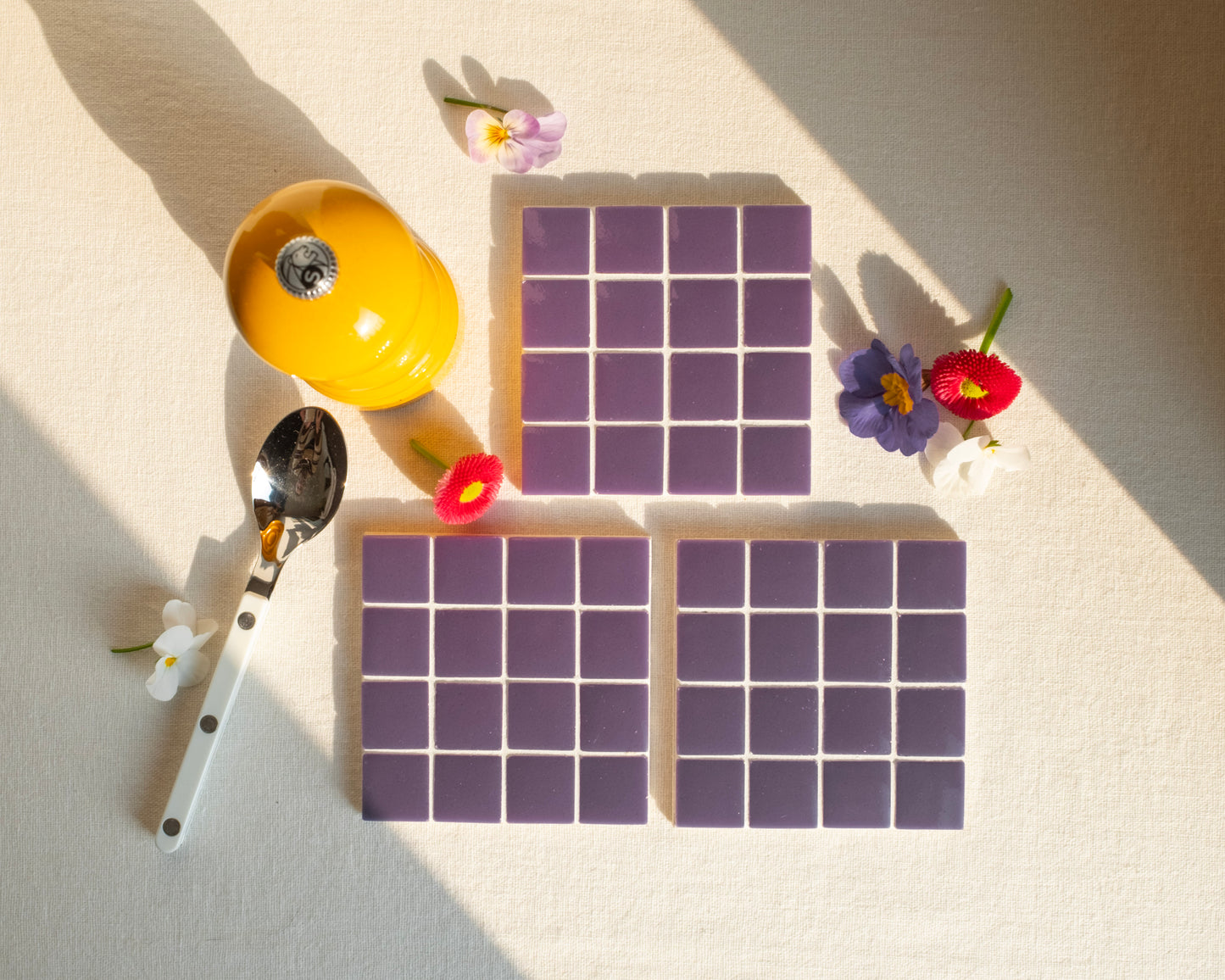 Lot de dessous de verre en émaux prune – DISK EMO