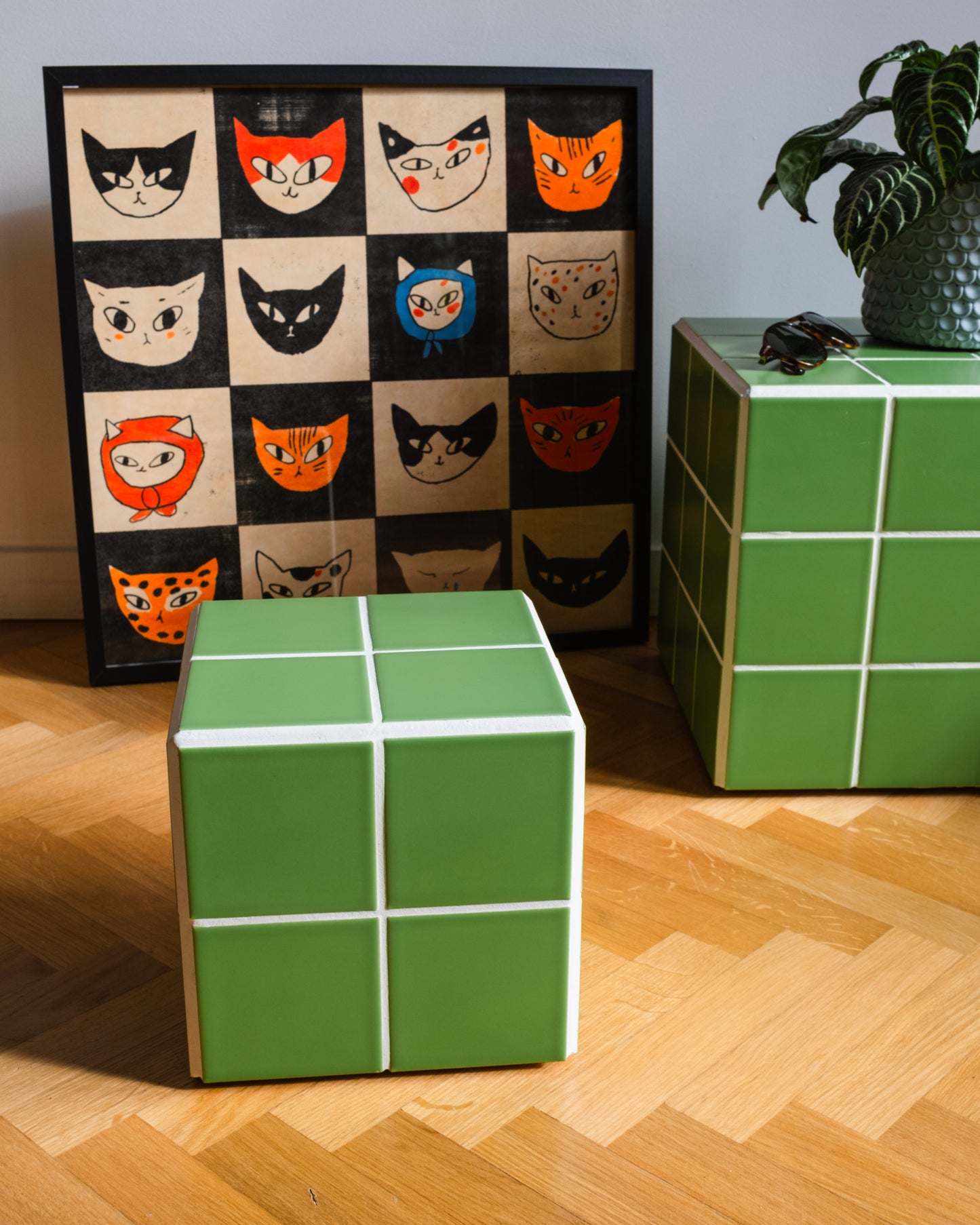 UBIK 20 - Matte blue ceramic cube (eco-friendly collection)