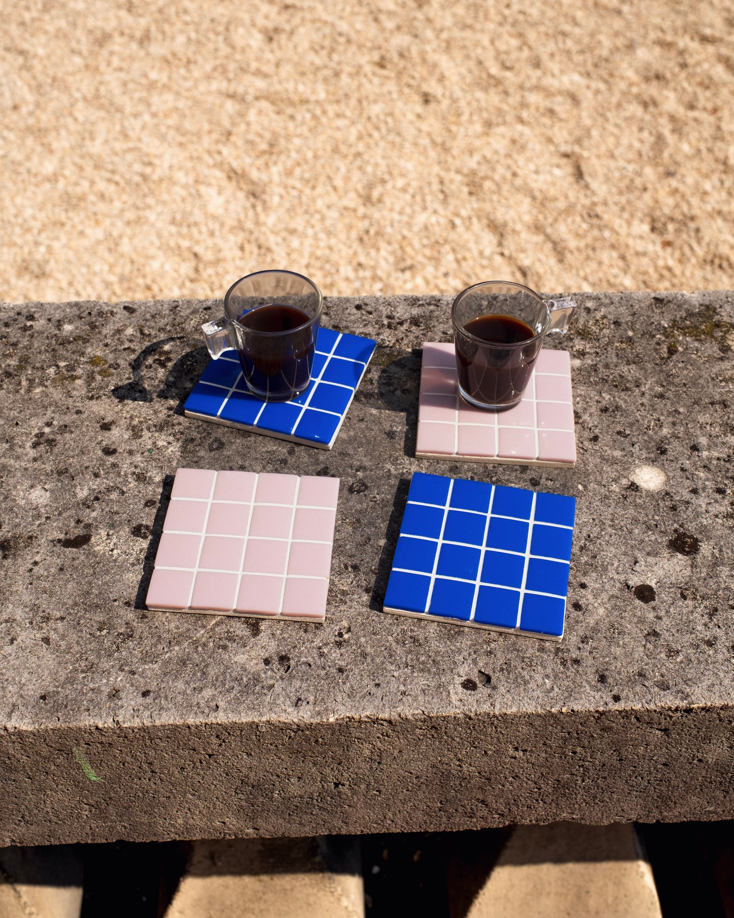 Dessous de verre DISK EMO - Collection Rose/Bleu x4
