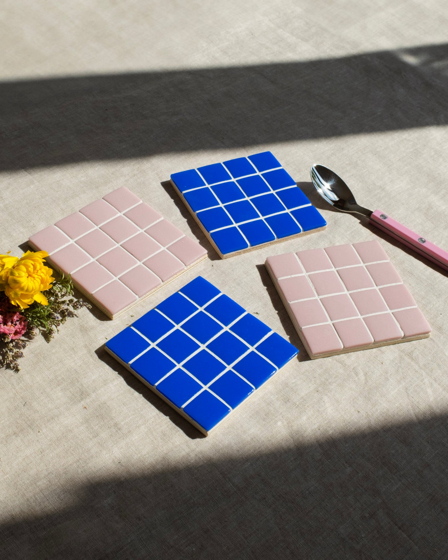 Dessous de verre DISK EMO - Collection Rose/Bleu x4
