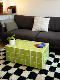 Designer coffee table in glossy lime green ceramic – CAPSULE
