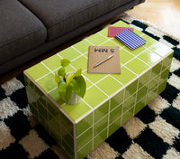 Designer coffee table in glossy lime green ceramic – CAPSULE