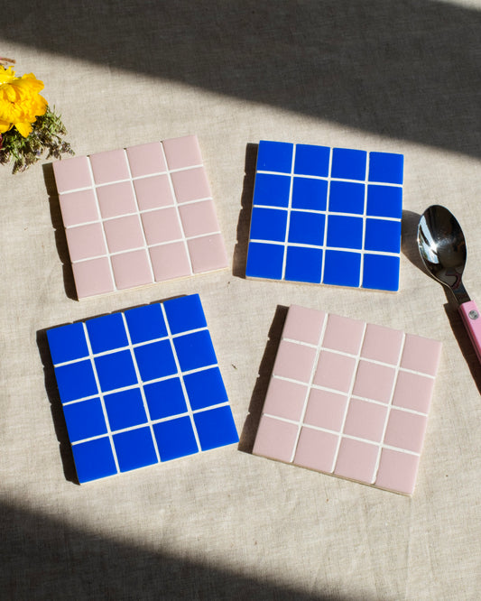Dessous de verre DISK EMO - Collection Rose/Bleu x4